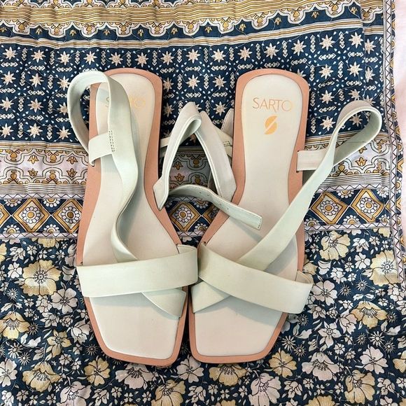 Franco Sarto | Cool Mint Nappa Ema 2 Strappy Leather Sandal EUC Size 9 - Picture 8 of 10